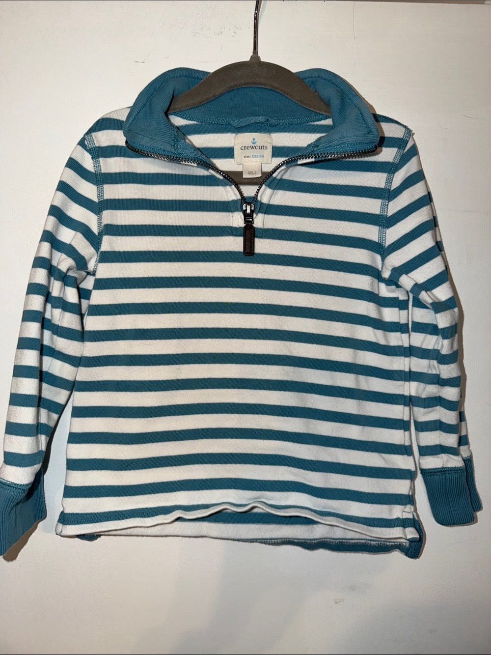 Crewcuts Teal and White Striped Half-Zip Pullover Boys Size 2-3